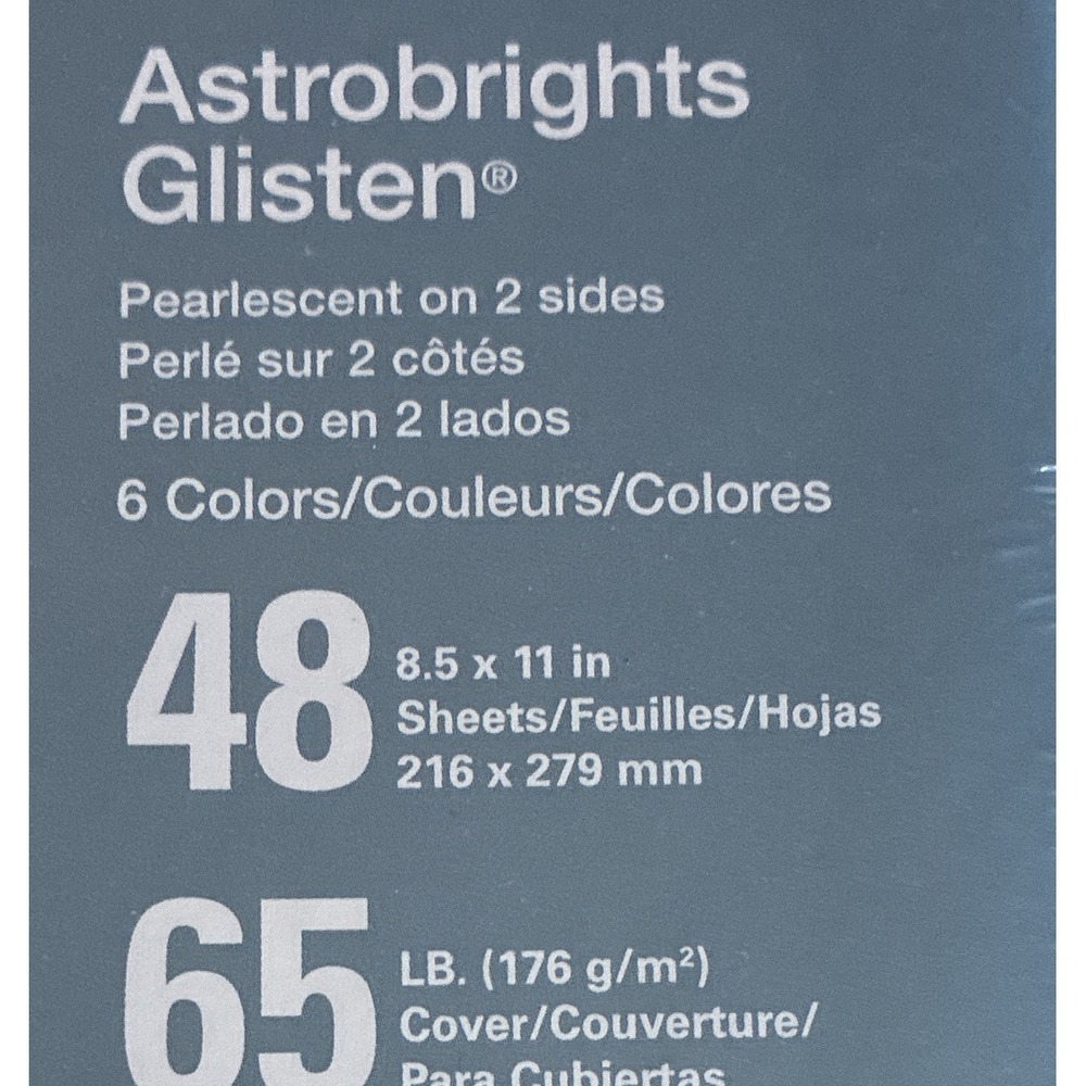 Wausau Paper Pearlescent Astrobrights Glisten Cardstock 65 lb 48 Sheets 6 Colors - Picture 5 of 10